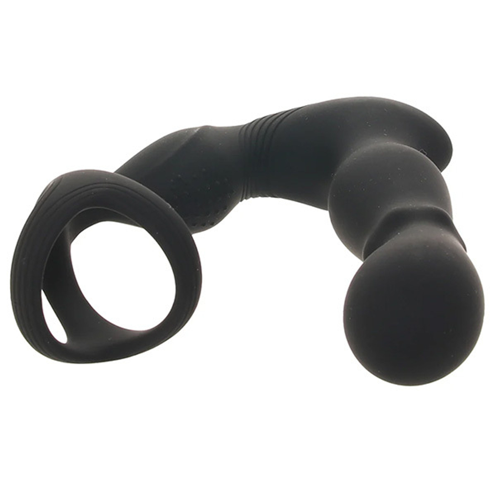 Черный силиконовый вибромассажер простаты 19см с эрекционным кольцом и пультом ДУ PipeDream Anal Fantasy Ass-gasm Slide & Glide Prostate Stimulator with Remote 4795-23