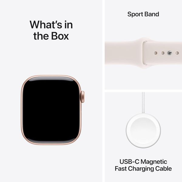Умные часы Apple Watch Series 11 42 мм из алюминия цвета «розовое золото», спортивный ремешок цвета «румянец» (S/M)