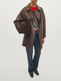 Massimo Dutti Большая сумка через плечо из замши, коричневый