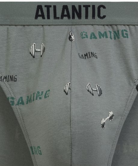 Мужские трусы (3шт) слипы спорт Atlantic 3MP-206, хлопок, черный + черный + светлый хаки