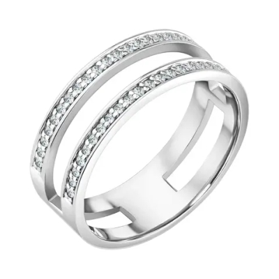 Кольцо "Двойное" с россыпью фианитов