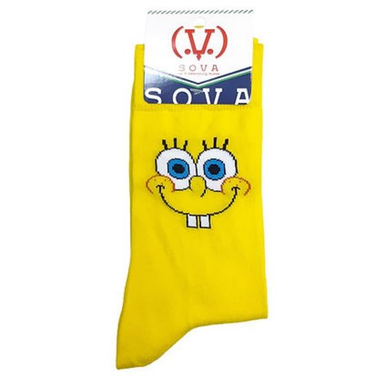 Носки "Спанч Боб улыбка ", р-р 38-43 (желтый/высокий паголенок)