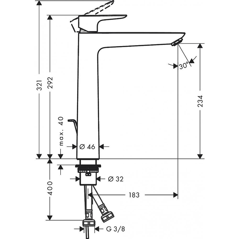 Смеситель для раковины Hansgrohe Talis E 71716670 черный матовый