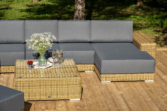 "Капри" трансформирующаяся лаунж-зона из искусственного ротанга, цвет соломенный