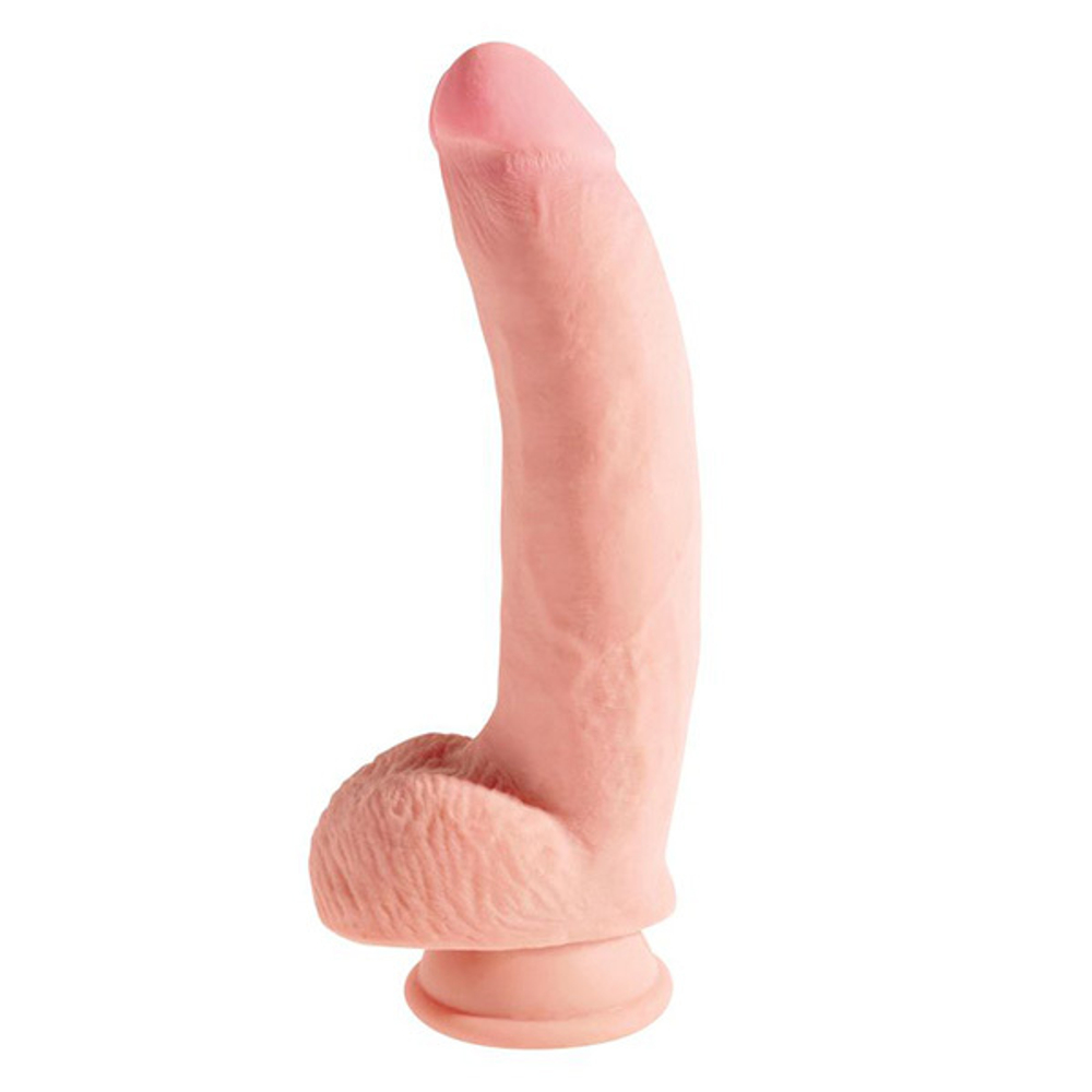 Телесный фаллоимитатор-реалистик 26,7см на присоске с мошонкой PipeDream King Cock Plus 10 Triple Density Cock with Balls Flesh 5721-21