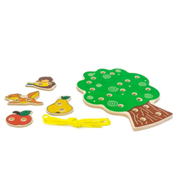 Шнуровка "Дерево", развивающая игрушка для детей, обучающая игра из дерева