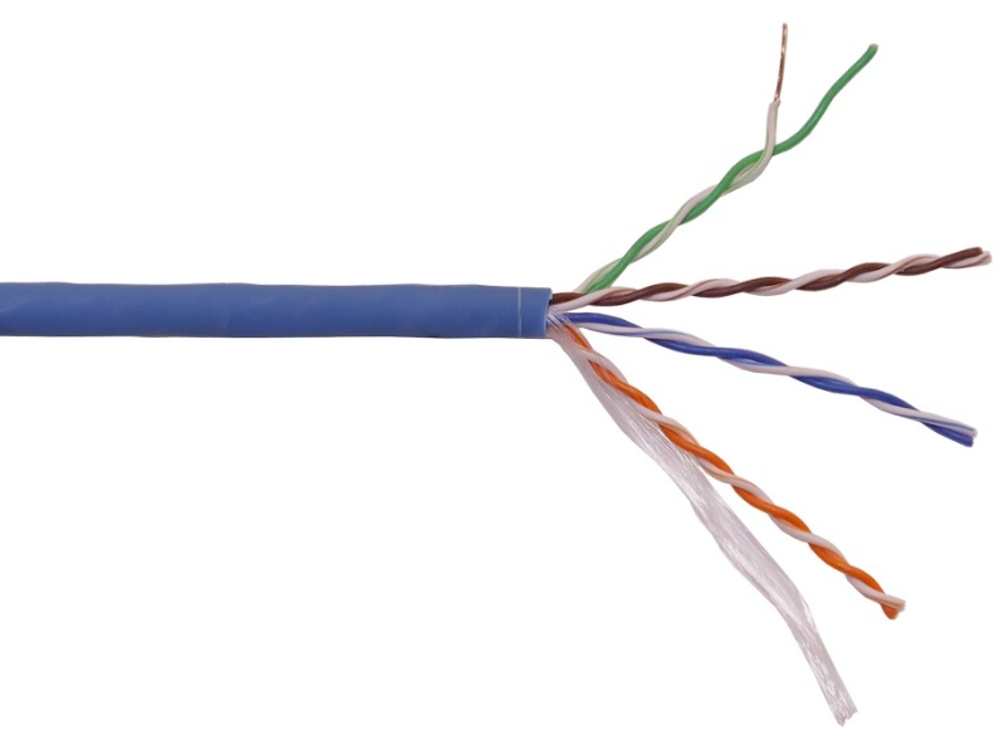 Кабель витая пара U/UTP 5 кат. 4 пары Lanmaster LAN-5EUTP-HFLT-BL