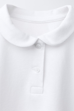 ZARA ПОЛО ПИКЕ С ВОРОТНИКОМ-СТОЙКОЙ, БЕЛЫЙ