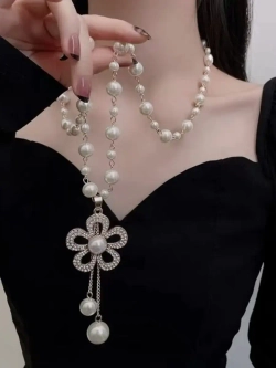 Длинное ожерелье с искусственным жемчугом бусы с подвеской