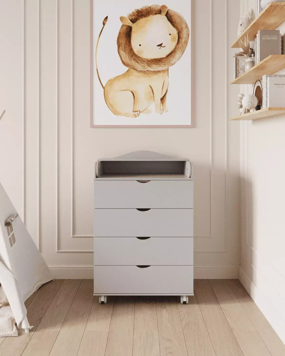 Пеленальным комод VICTORIA Incanto 800/4 (откидной столик) цвет серый