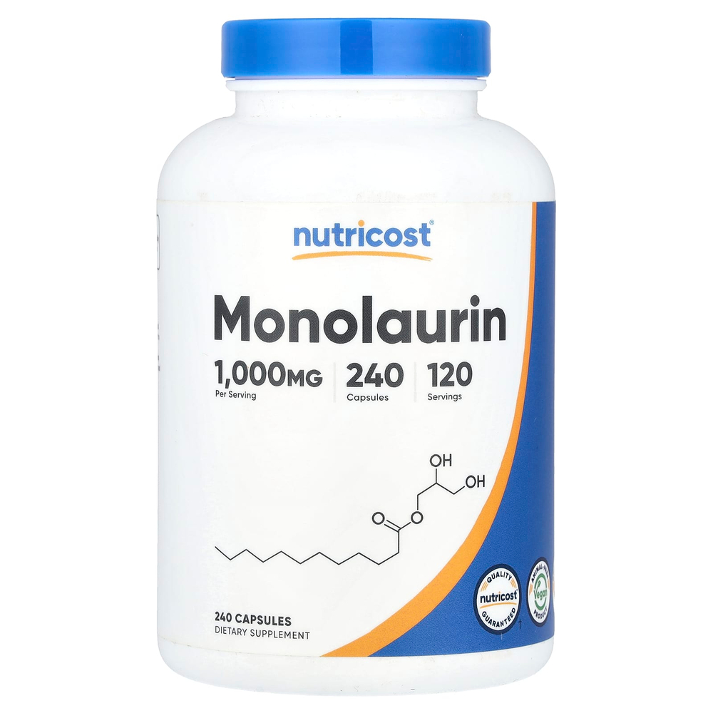 Nutricost, Монолаурин, 240 капсул (500 мг на капсулу)