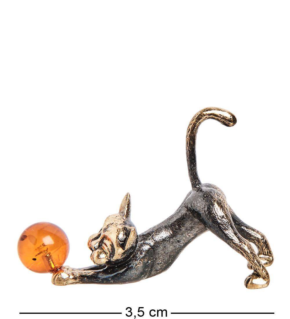 AM- 383 Фигурка «Кошечка» (латунь, янтарь)