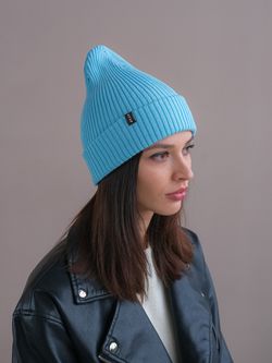 Шапка вязаная весенняя/осенняя МУЛА (Голубой)