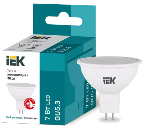 Лампа светодиодная ECO MR16 софит 7Вт 230В 4000К GU5.3 IEK LLE-MR16-7-230-40-GU5