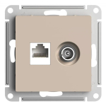 ATLASDESIGN РОЗЕТКА двойная ТВ + компьютерная RJ45 кат. 5e, механизм, ПЕСОЧНЫЙ