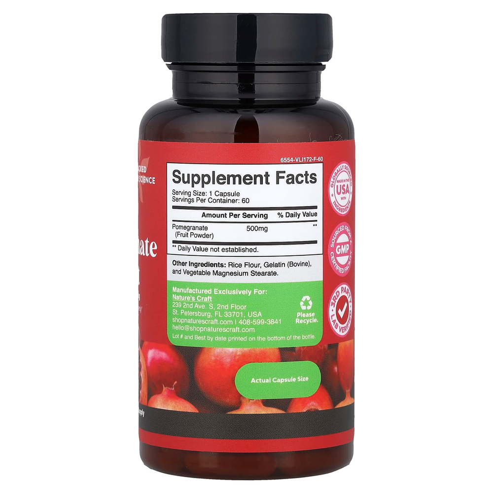 Nature's Craft, Экстракт граната, 500 мг, 60 капсул