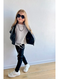 Бомбер из экокожи оверсайз