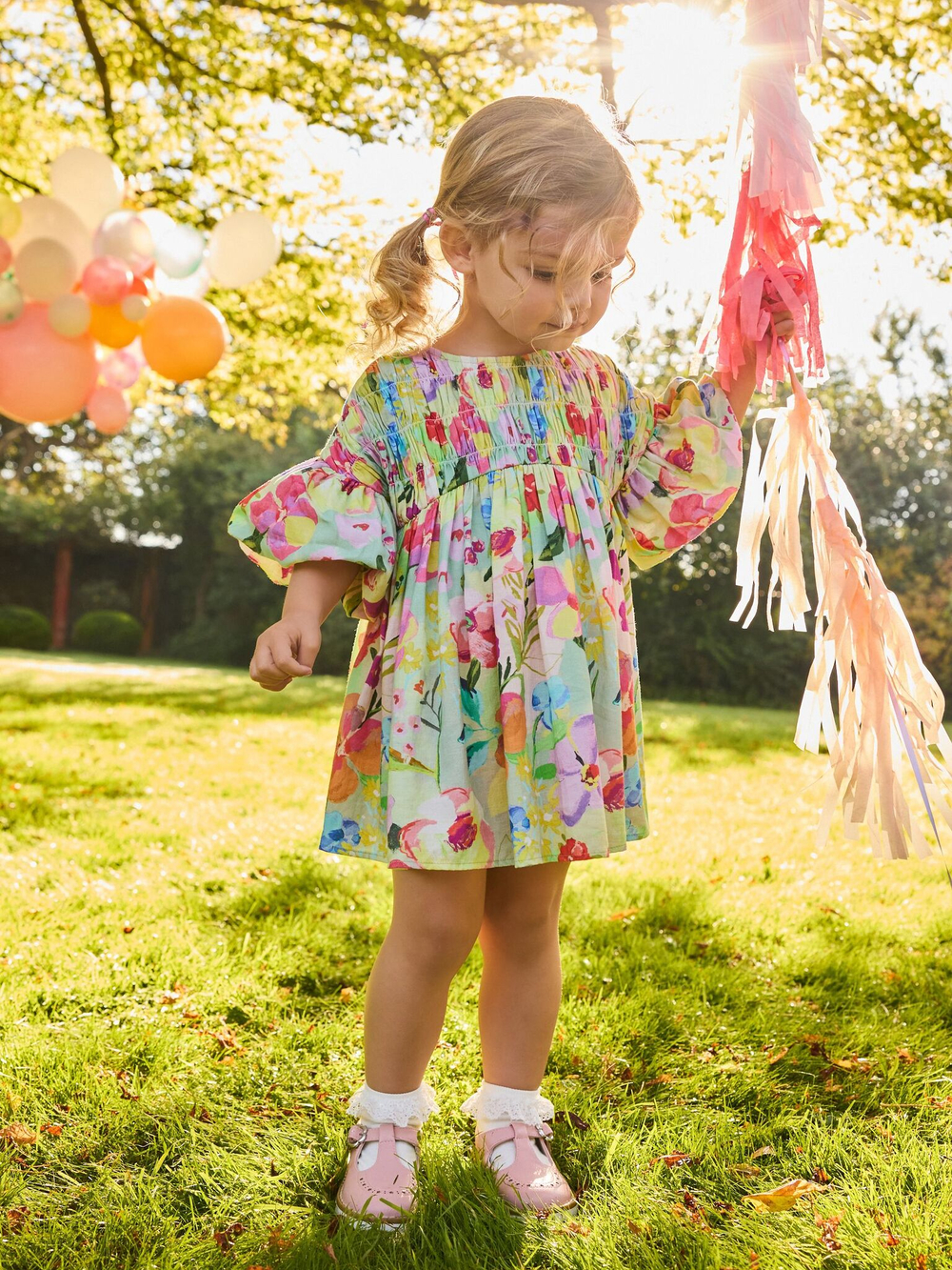 Платье для девочки Next AC8-469, Салатовый, Бежевый, Розовый