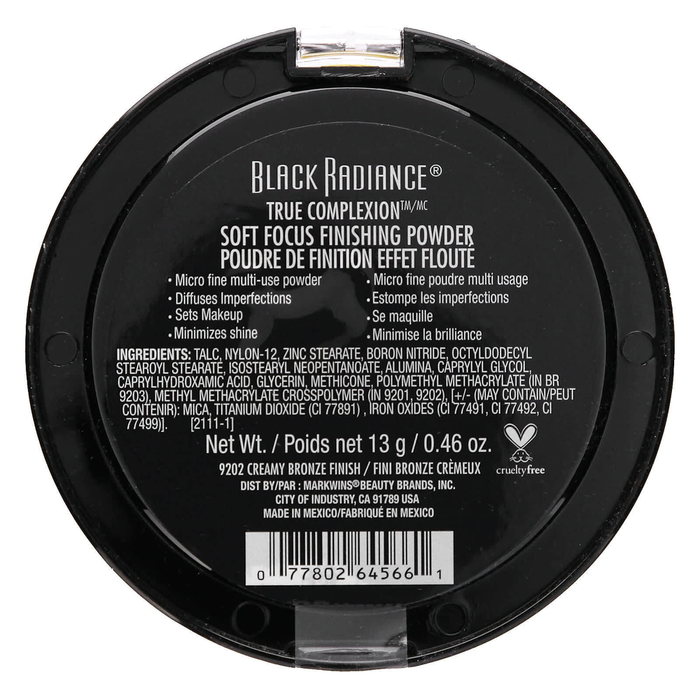 Black Radiance, True Complexion, пудра для финиша с мягким фокусом, 9202 кремовый бронзовый, 13 г (0,46)