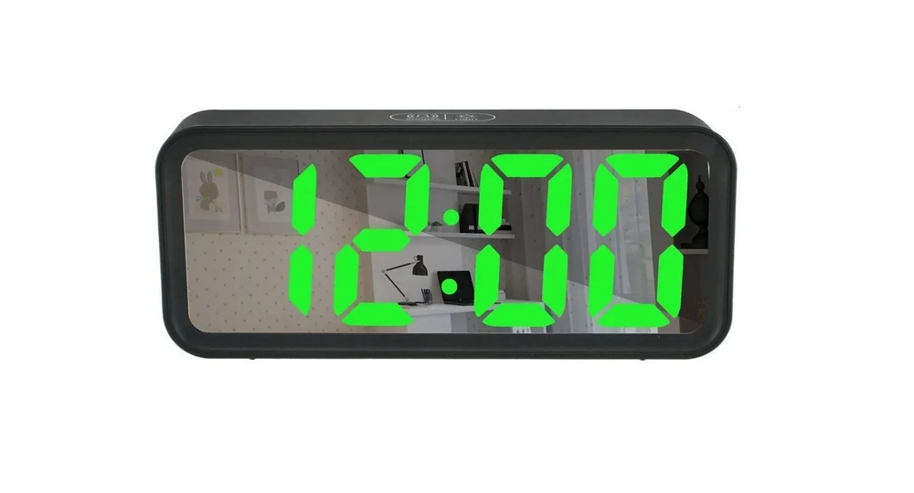 Часы зеркальные LED MIRROR DT-6508/Green