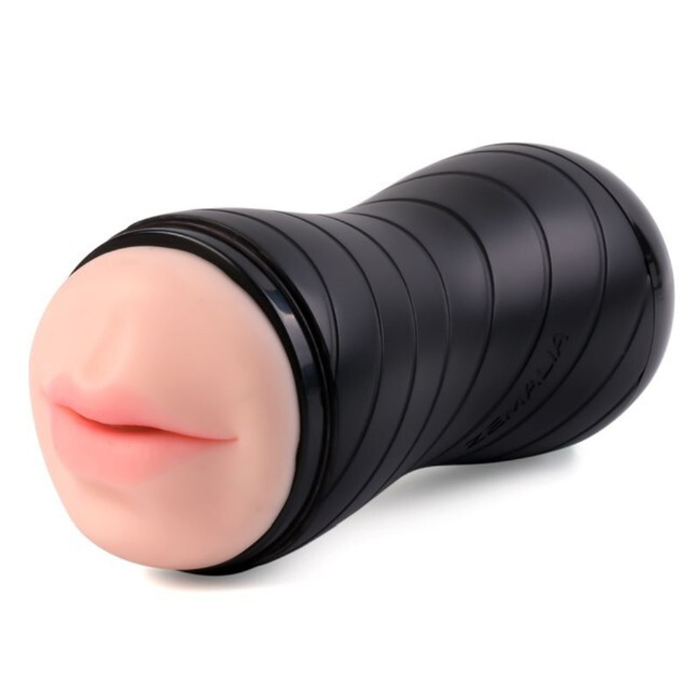 Двухсторонний мастурбатор вагина и ротик в тубе Gina (Цвет: черный)