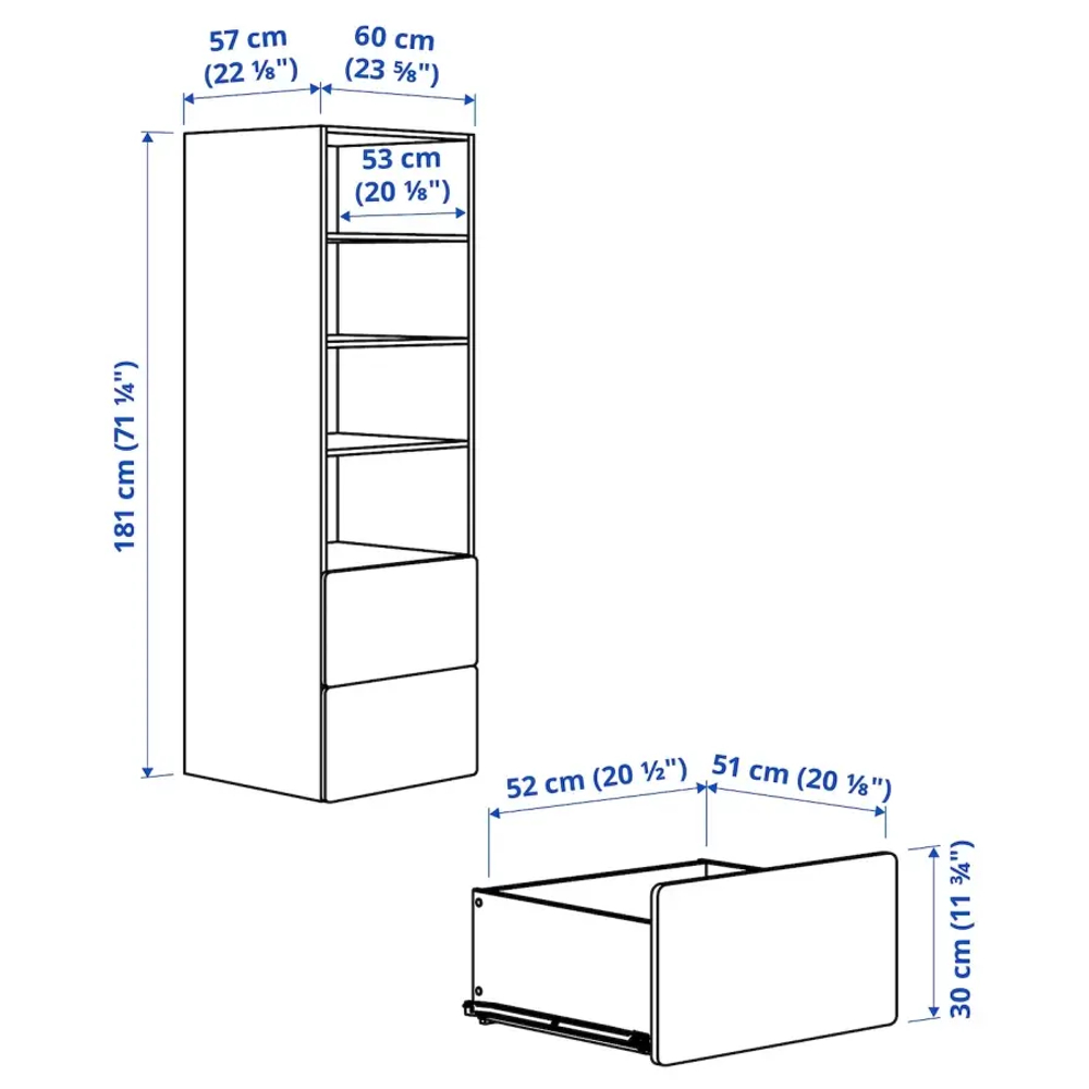 Гардероб - IKEA SMÅSTAD/SMASTAD/СМОСТАД ИКЕА,  181х60 см, белый/зеленый