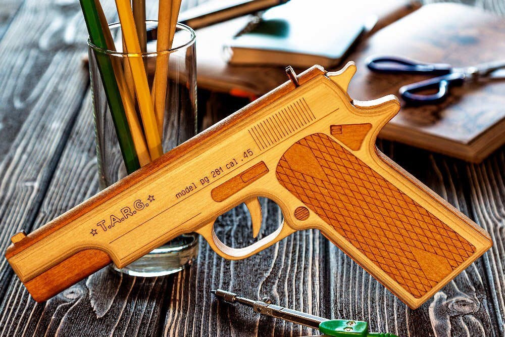 Пистолет Combat M1911 от TARG - деревянный конструктор, сборная модель, 3d пазл