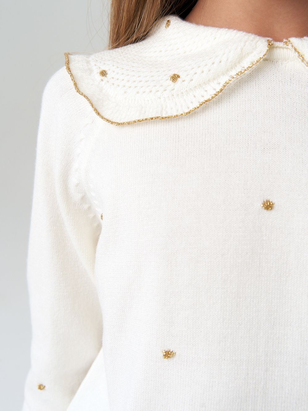 Джемпер для девочки с длинным рукавом AT977-1 молочный