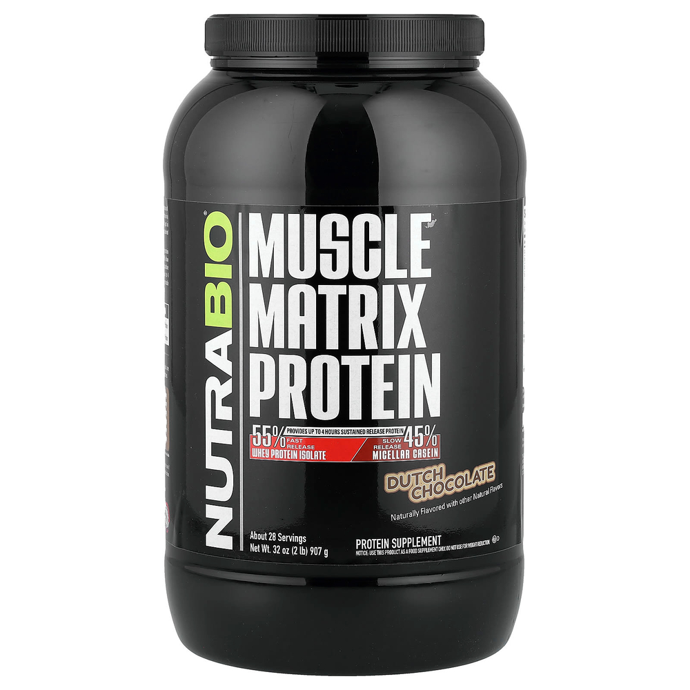 NutraBio, Muscle Matrix Protein, голландский шоколад, 907 г (2 фунта)