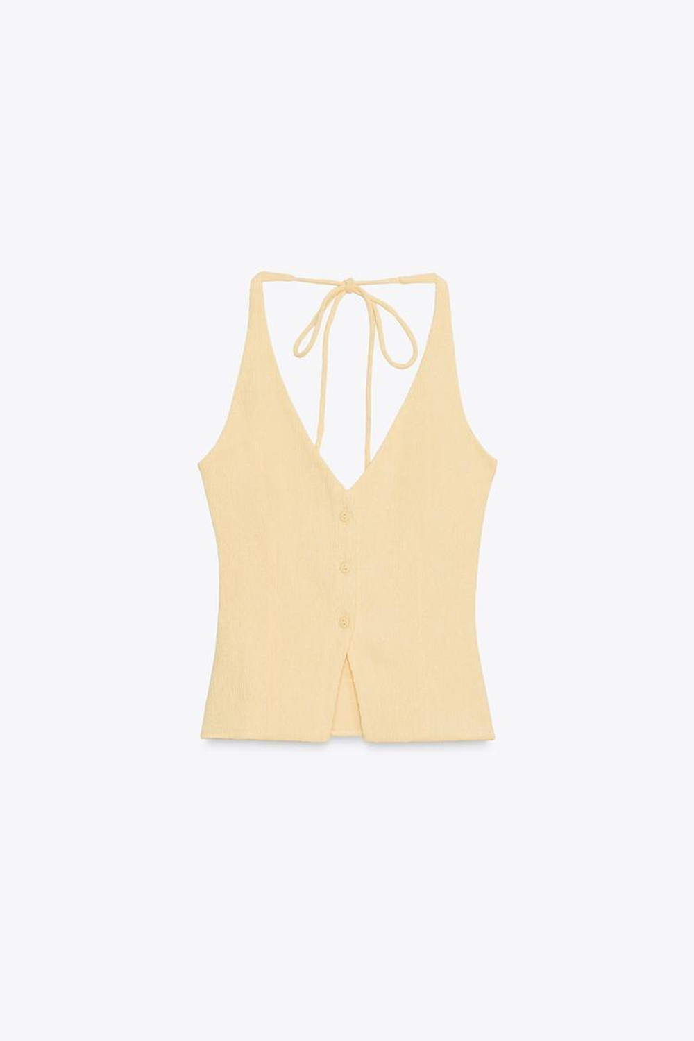 ZARA ТЕКСТУРИРОВАННЫЙ ТОП-ЖИЛЕТ, ЖЕЛТЫЙ
