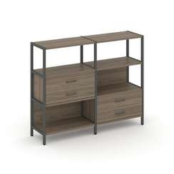 Shelf System Двухсекционный стеллаж трехярусный с ящиками SN.STM-323 Вяз Благородный/Металл Антрацит