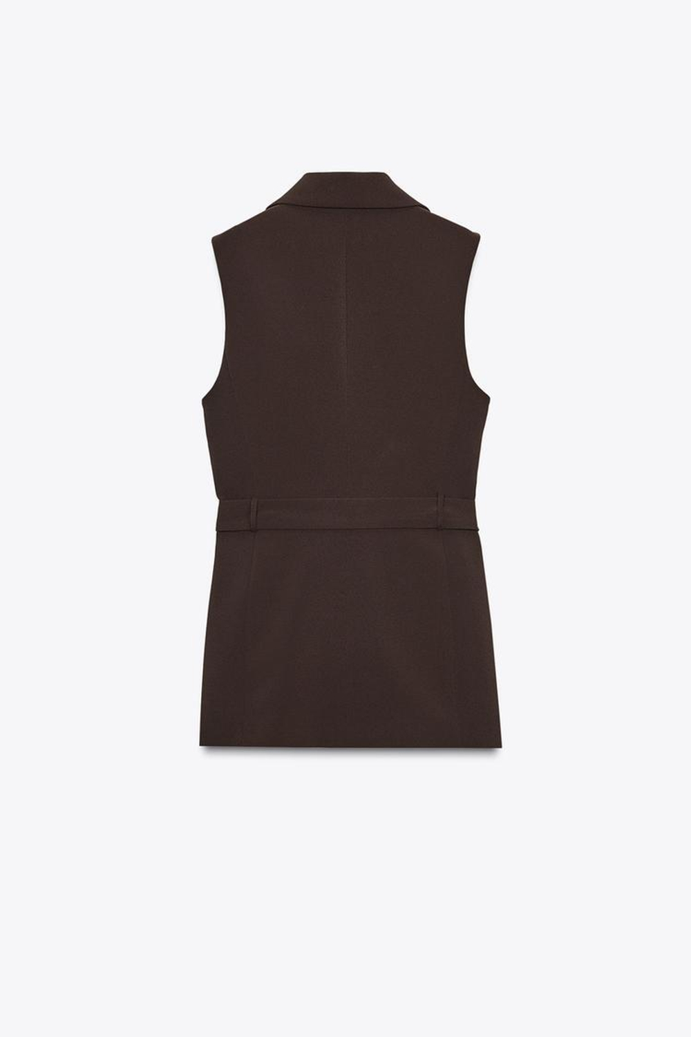 ZARA УДЛИНЕННЫЙ ЖИЛЕТ С БОКОВОЙ ПОЛОСОЙ, КОРИЧНЕВЫЙ