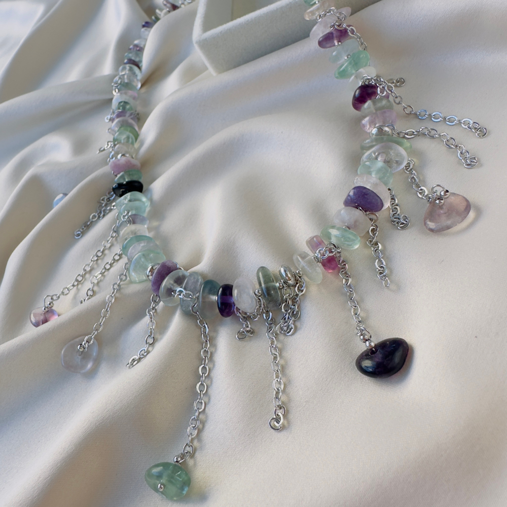 Колье-чокер "Северное сияние" с флюоритом