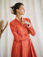 Платье макси из прошвы (коралл)