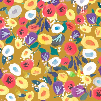 Цветочный летний паттерн красками.