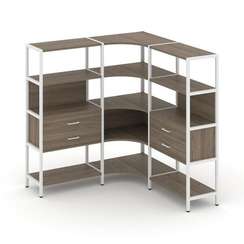 Shelf System Трехсекционный угловой стеллаж четырехярусный с ящиками SN.STMU-431 Вяз Благородный/Мет