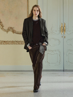 Massimo Dutti Блейзер из 100% шерстяной фланели с лацканами, шоколадный