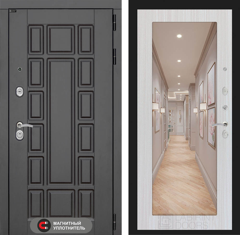 Дверь Входная Лабиринт Нью-Йорк С зеркалом 18 Сандал светлый