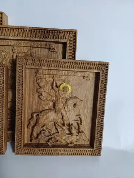 Освященная Икона Святой Георгий Победоносец, дуб 11.5х10.5см