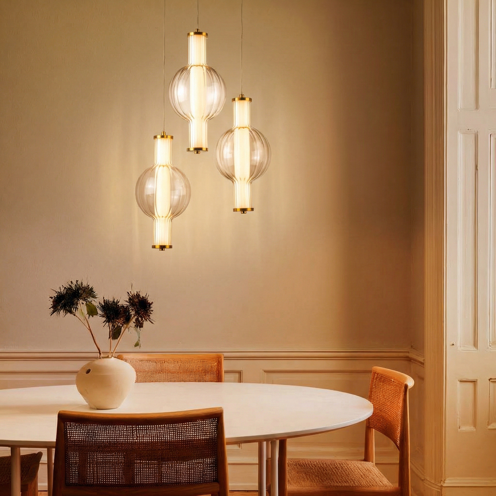 800133 Люстра BOTTO LED 3х6W 1820LM ЛАТУНЬ/ПРОЗРАЧНЫЙ/БЕЛЫЙ 3000K