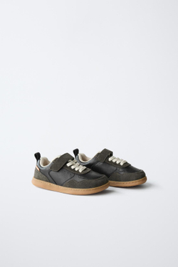 ZARA КОЖАНЫЕ КРОССОВКИ BAREFOOT, ЧЕРНЫЙ