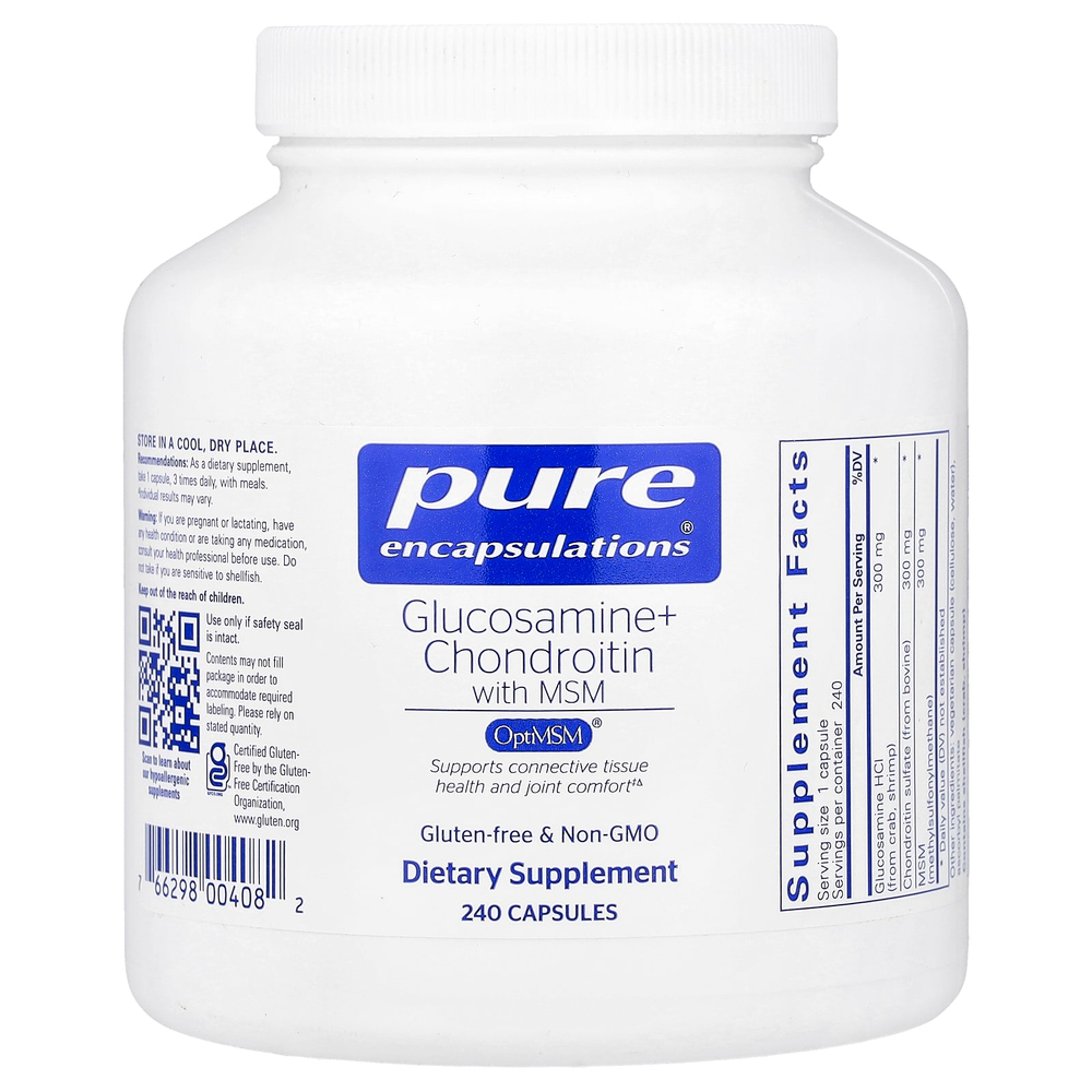 Pure Encapsulations, глюкозамин, хондроитин и МСМ, 240 капсул