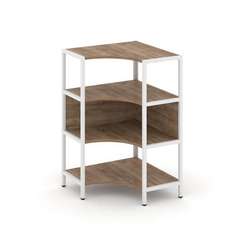 Shelf System Односекционный угловой стеллаж трехярусный SN.STMU-311 Дуб Табак/Металл Белый 810*810*1