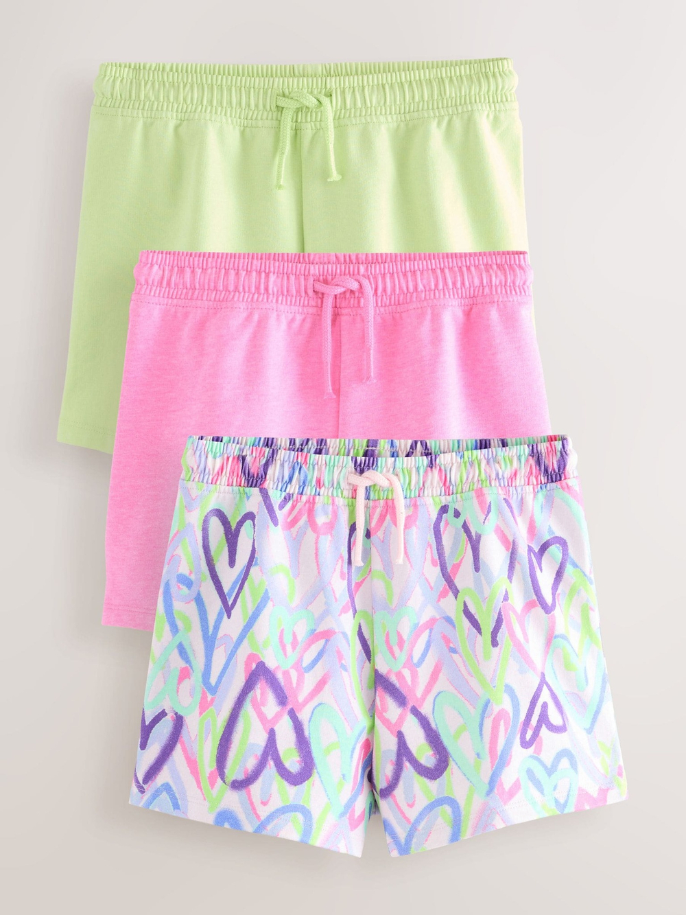 Шорты для девочки Next AH9-447, 3 шт., Розовый, Салатовый, Голубой