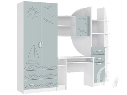 Стенка Детская Юниор-2 (белый/шарли бриз)