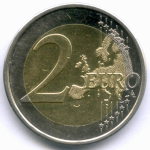 2 евро 2011 год. Эстония. Регулярный выпуск. Биметалл XF-AU