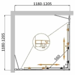 Душевой уголок Cezares Molveno A 22 100+20 C GM IV 120х120 стекло прозрачное/профиль оружейная сталь матовая
