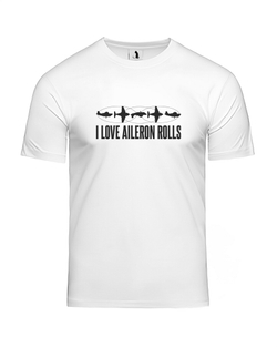 Футболка I love aileron rolls unisex белая с черным рисунком