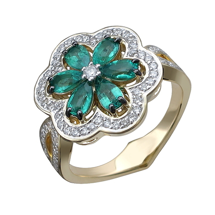 Кольцо с бриллиантами  из желтого золота JA-K-311017-1