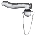 Утяжка для мошонки из искусственной кожи с цепочками PARACHUTE BALL STRETCHER (Цвет: черный с серебристым)